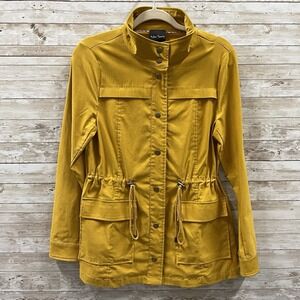 Eden Society Womens S Jacket Antsla Yellow Mustard Stretch Snap Down Cargo Cinch